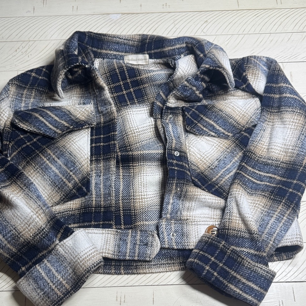 Altar'd State Blue and White Plaid Jacket